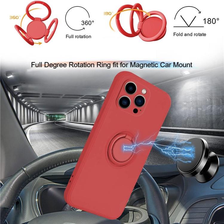 OEM Mobilskal till iPhone 15 Pro Ringhållare Liquid Silikon - Röd
