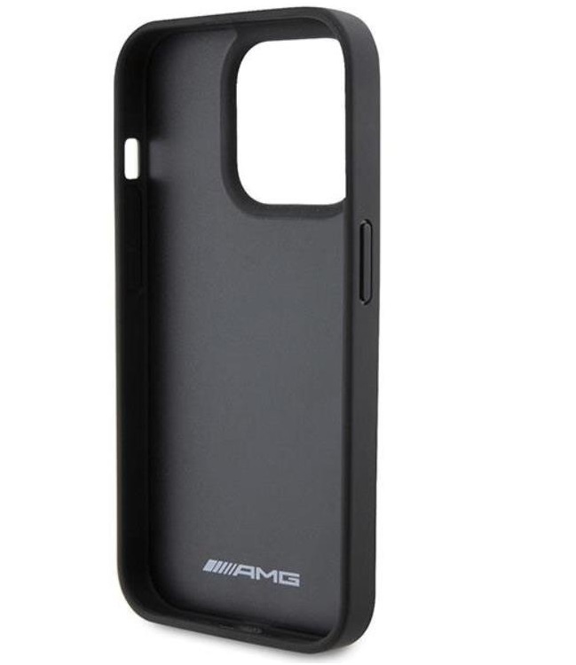 Mercedes AMG iPhone 15 Pro Mobilskal Läder Debossed Lines - Svart
