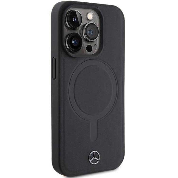Mercedes Mercedes Mobilskal till iPhone 15 Pro Magsafe Smooth Läder - Svart