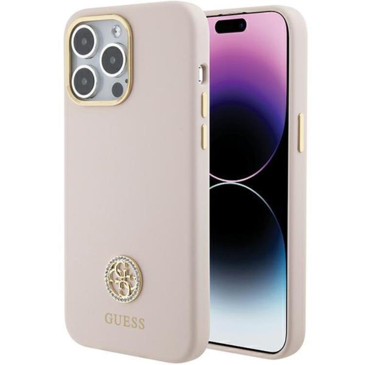 Guess Guess Mobilskal till iPhone 15 Pro Max Silikon Logo Strass - Rosa