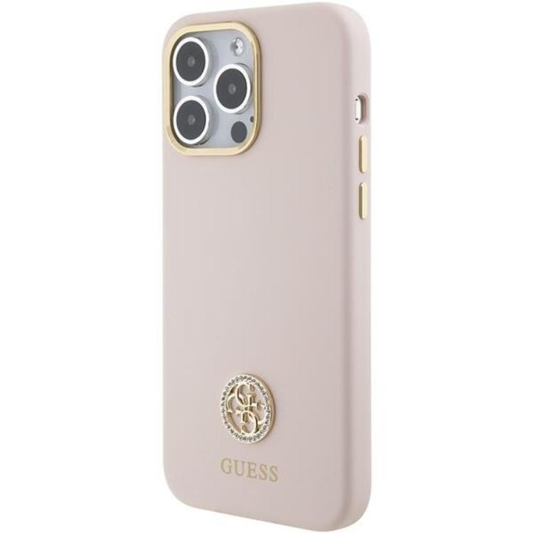 Guess Guess Mobilskal till iPhone 15 Pro Max Silikon Logo Strass - Rosa