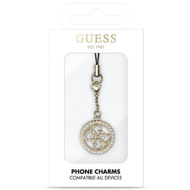 Guess Guess Mobilrem Rhinestone Charm - Guld