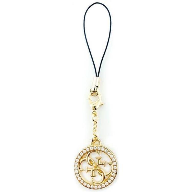 Guess Guess Mobilrem Rhinestone Charm - Guld