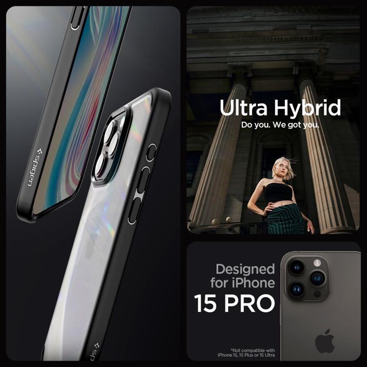 Spigen Spigen iPhone 15 Pro Mobilskal Ultra Hybrid - Frost Svart