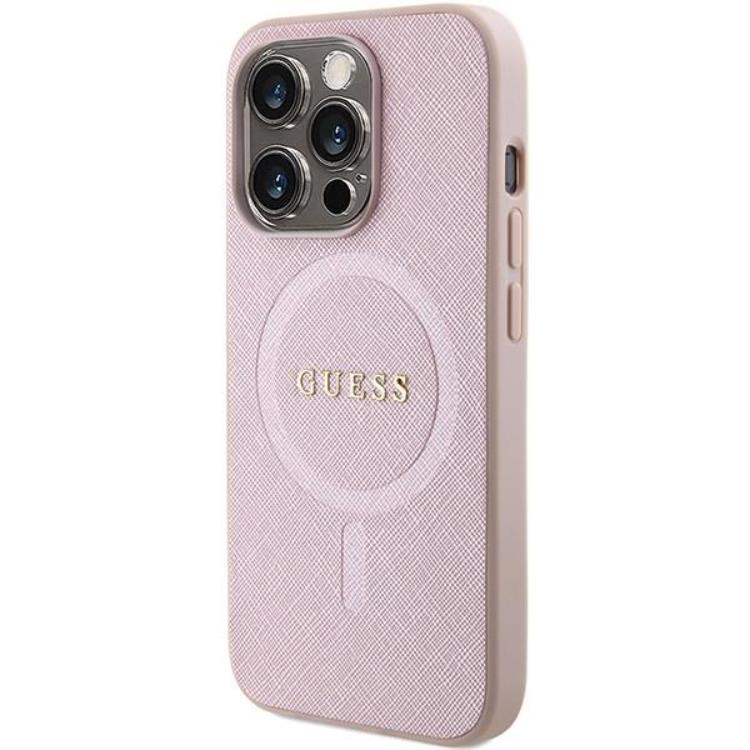 Guess Guess Mobilskal till iPhone 15 Pro Magsafe Saffiano - Rosa