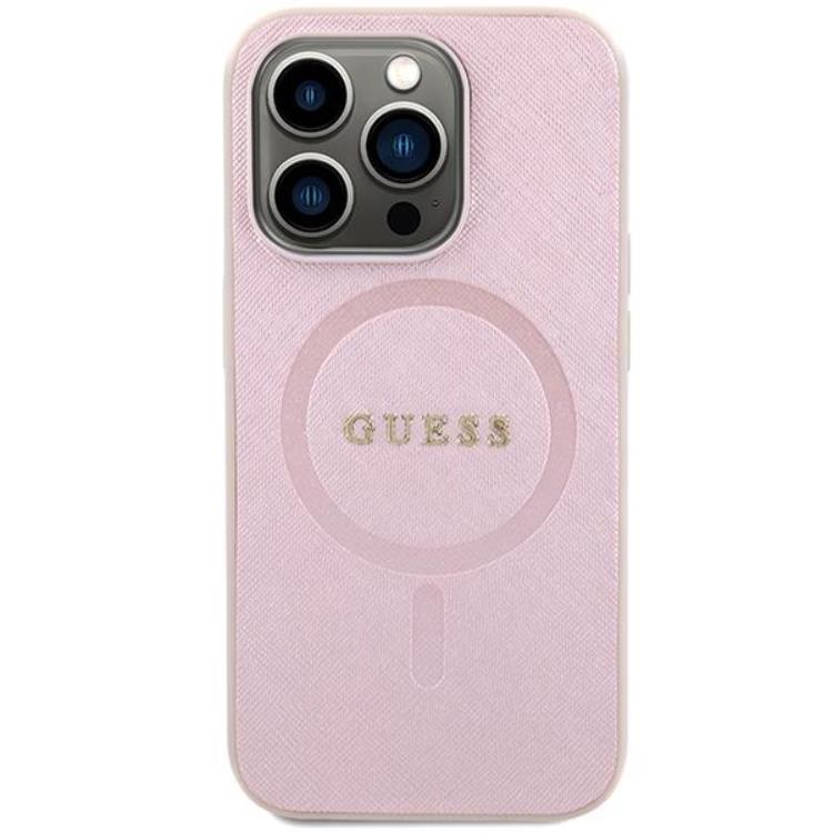 Guess Guess Mobilskal till iPhone 15 Pro Magsafe Saffiano - Rosa