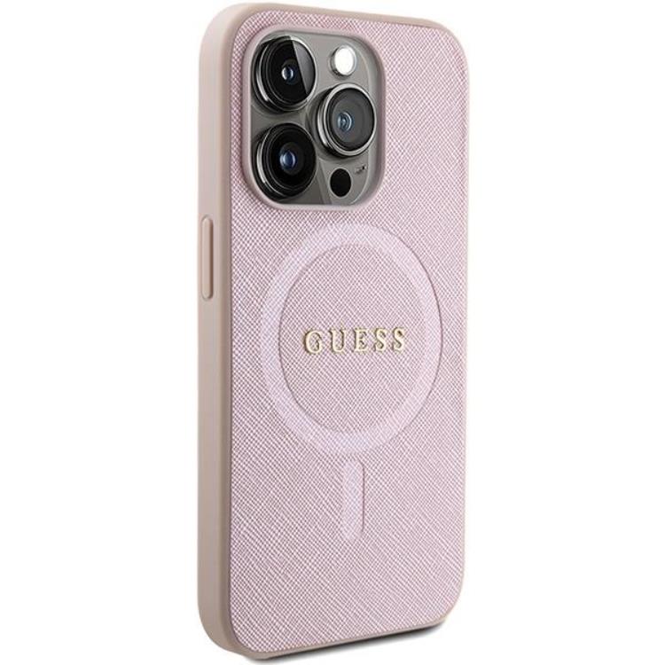 Guess Guess Mobilskal till iPhone 15 Pro Magsafe Saffiano - Rosa