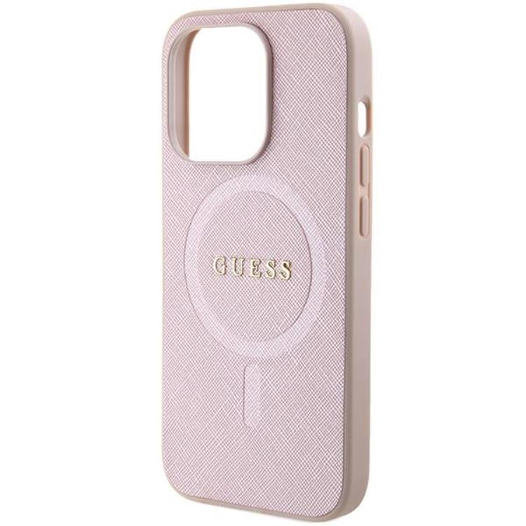 Guess Guess Mobilskal till iPhone 15 Pro Magsafe Saffiano - Rosa