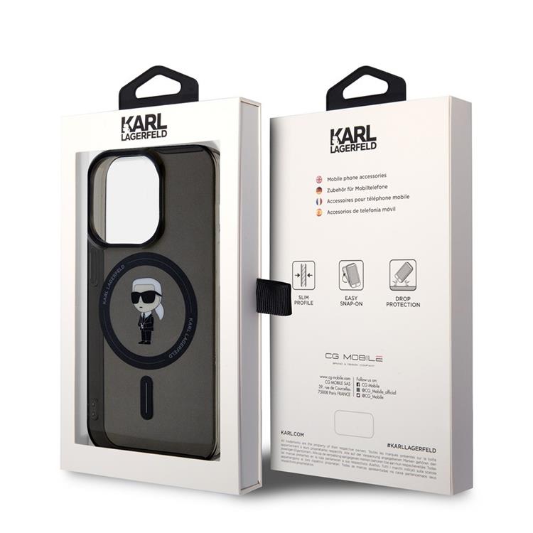 KARL LAGERFELD Karl Lagerfeld Mobilskal till iPhone 15 Pro Magsafe IML Ikonik - Svart