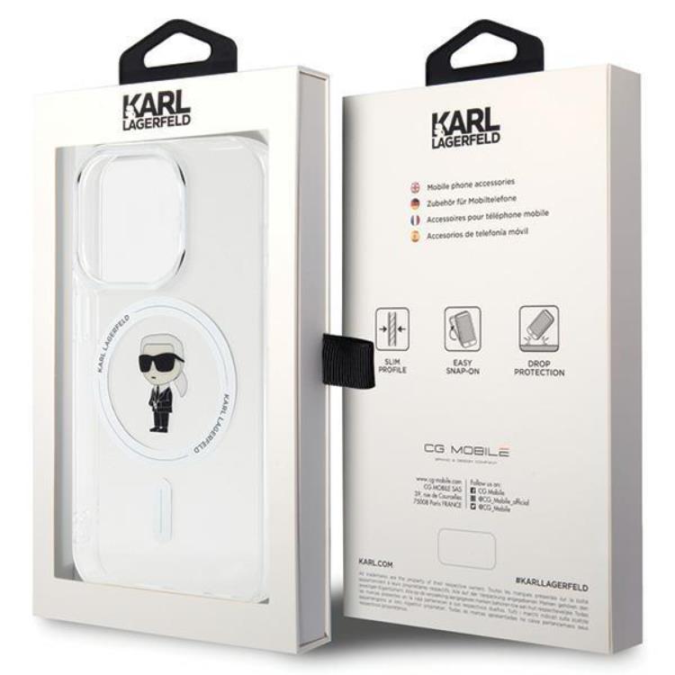 KARL LAGERFELD Karl Lagerfeld Mobilskal till iPhone 15 Pro Magsafe IML Ikonik - Clear