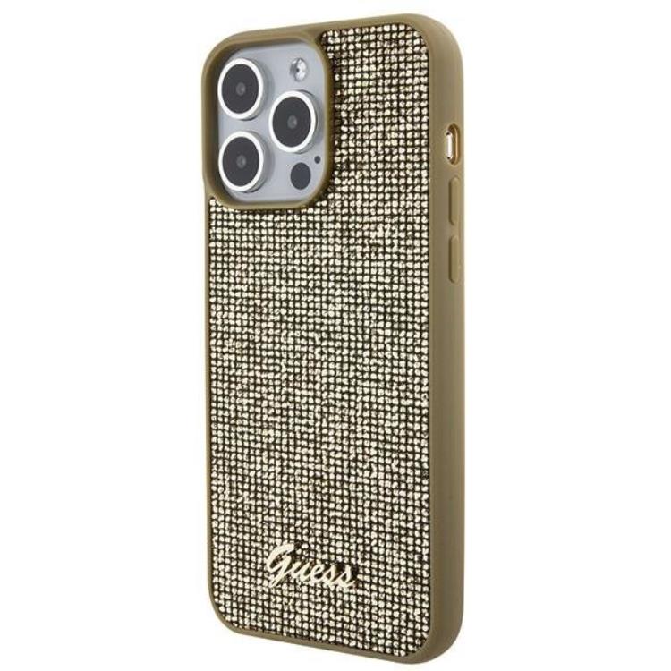 Guess Guess Mobilskal till iPhone 15 Pro Max Disco Metal Script - Guld