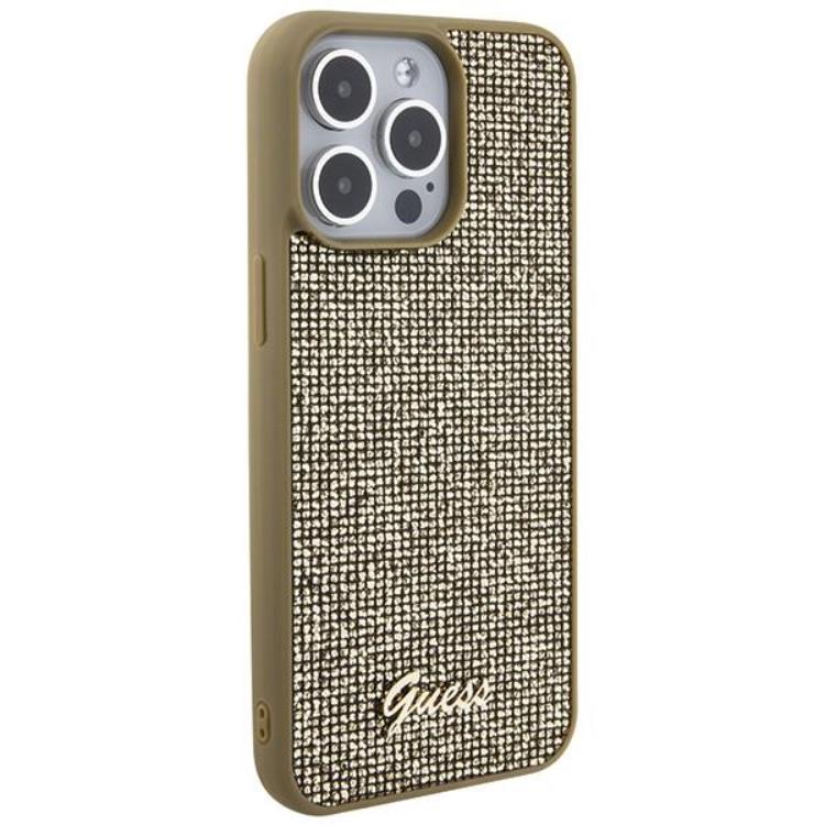 Guess Guess Mobilskal till iPhone 15 Pro Max Disco Metal Script - Guld
