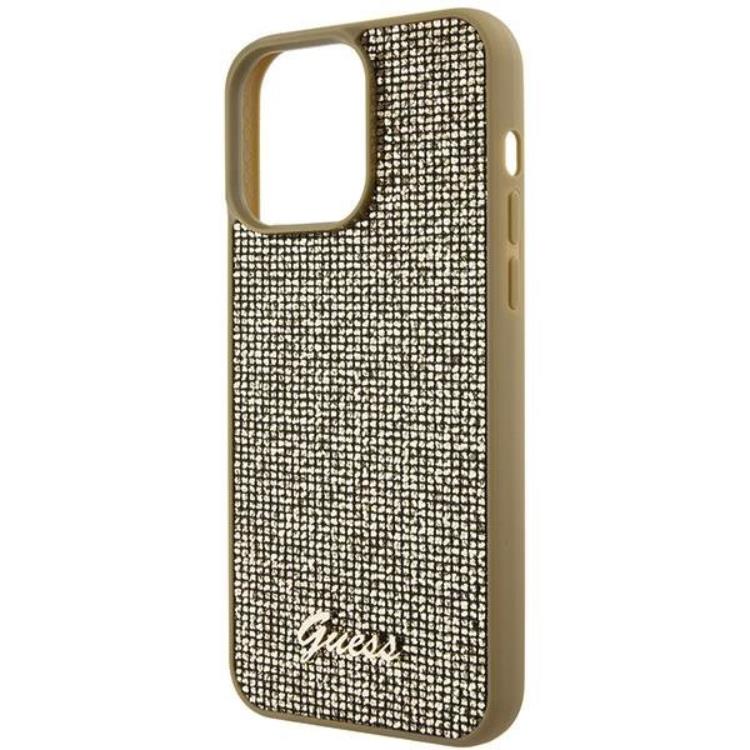 Guess Guess Mobilskal till iPhone 15 Pro Max Disco Metal Script - Guld