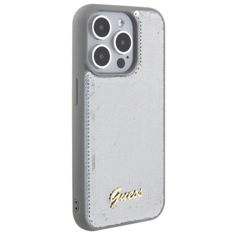 Guess Guess Mobilskal till iPhone 15 Pro Max Sequin Script Metal - Silver