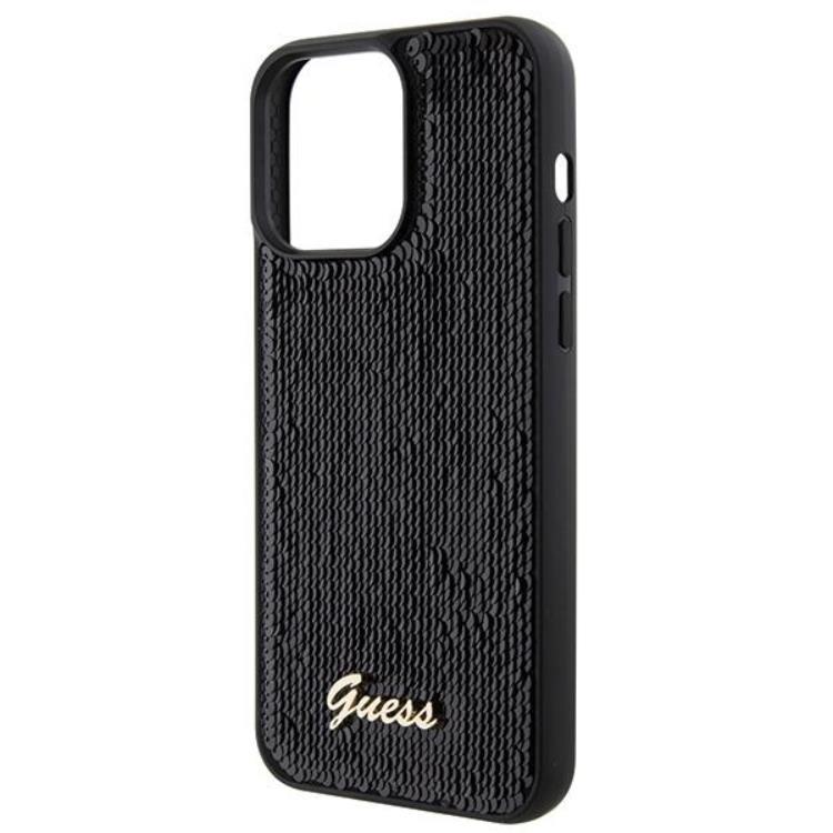 Guess Guess Mobilskal till iPhone 15 Pro Max Sequin Script Metal - Svart