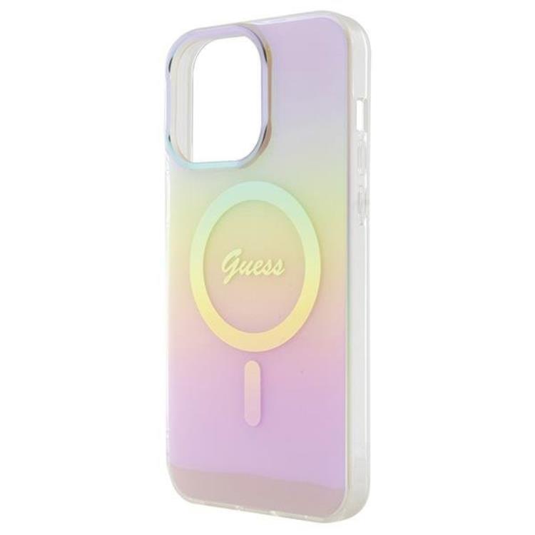 Guess Guess Mobilskal till iPhone 15 Pro Magsafe IML Iridescent - Rosa