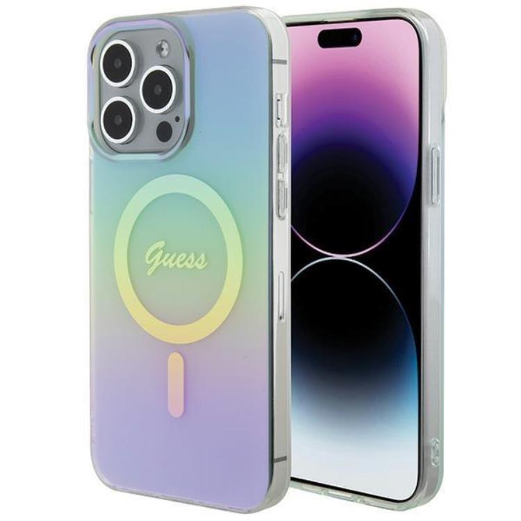 Guess Guess Mobilskal till iPhone 15 Pro Magsafe IML Iridescent - Turquoise