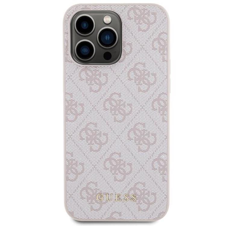 Guess Guess Mobilskal till iPhone 15 Pro Max 4G Metal Gold Logo - Rosa