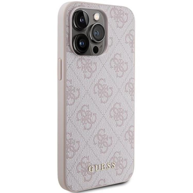 Guess Guess Mobilskal till iPhone 15 Pro Max 4G Metal Gold Logo - Rosa