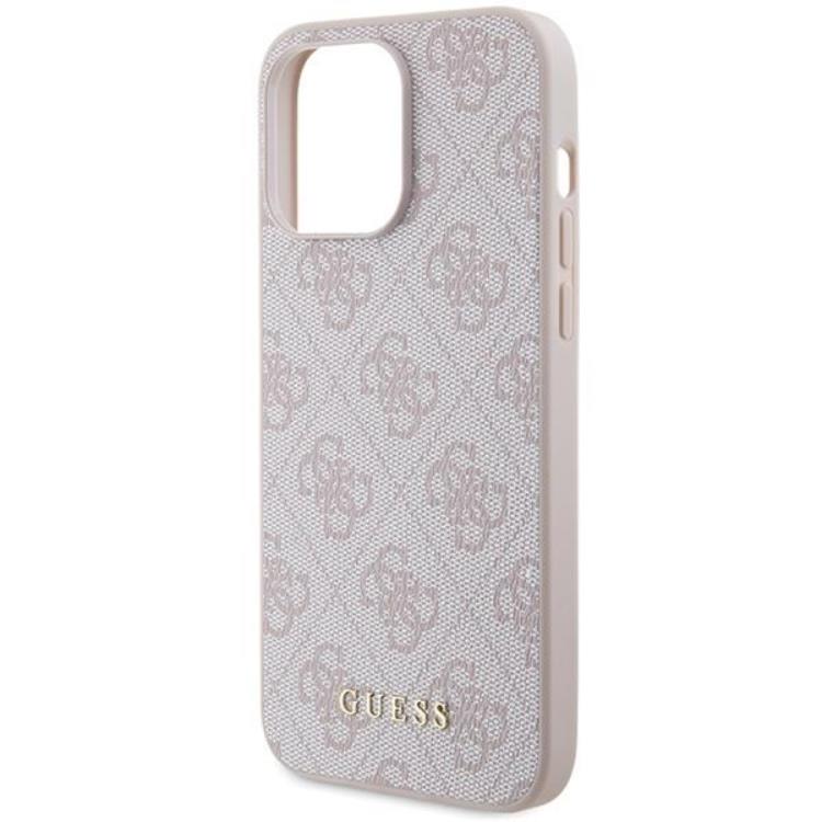 Guess Guess Mobilskal till iPhone 15 Pro Max 4G Metal Gold Logo - Rosa