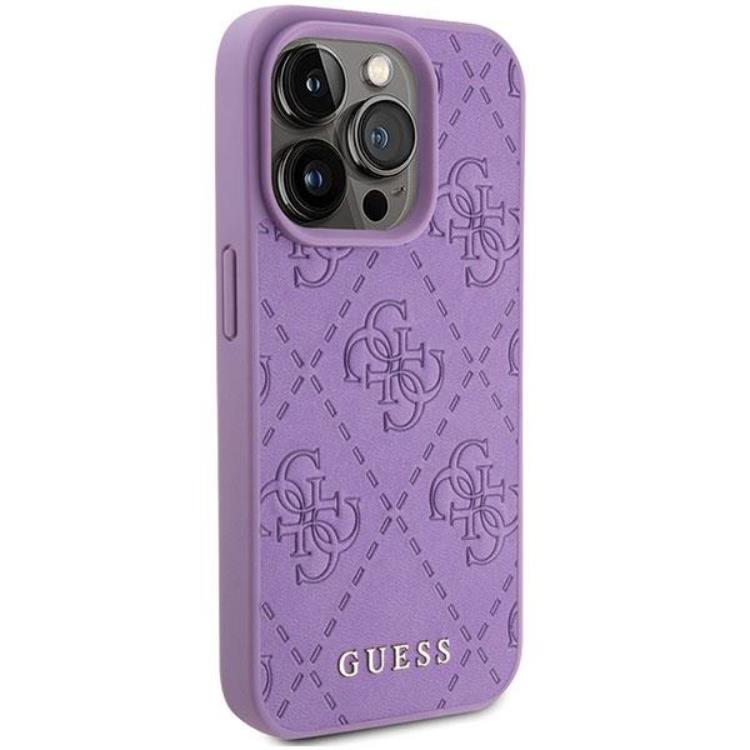 Guess Guess Mobilskal till iPhone 15 Pro Max Läder Stamped - Lila