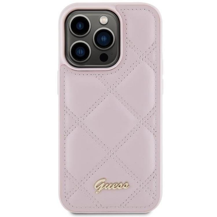 Guess Guess Mobilskal till iPhone 15 Pro Max Quilted Metal Logo - Rosa