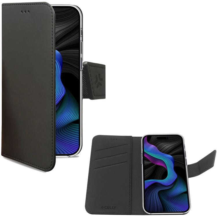 Celly Celly iPhone 15 Plånboksfodral Wally - Svart
