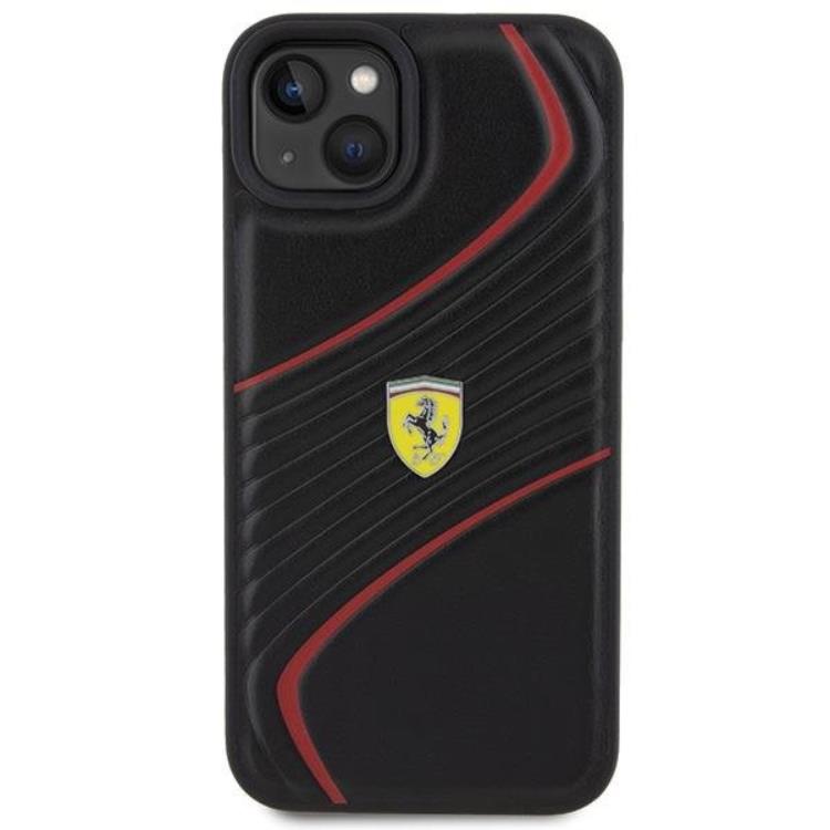 Ferrari Ferrari Mobilskal till iPhone 15 Plus Twist Metal Logo - Svart