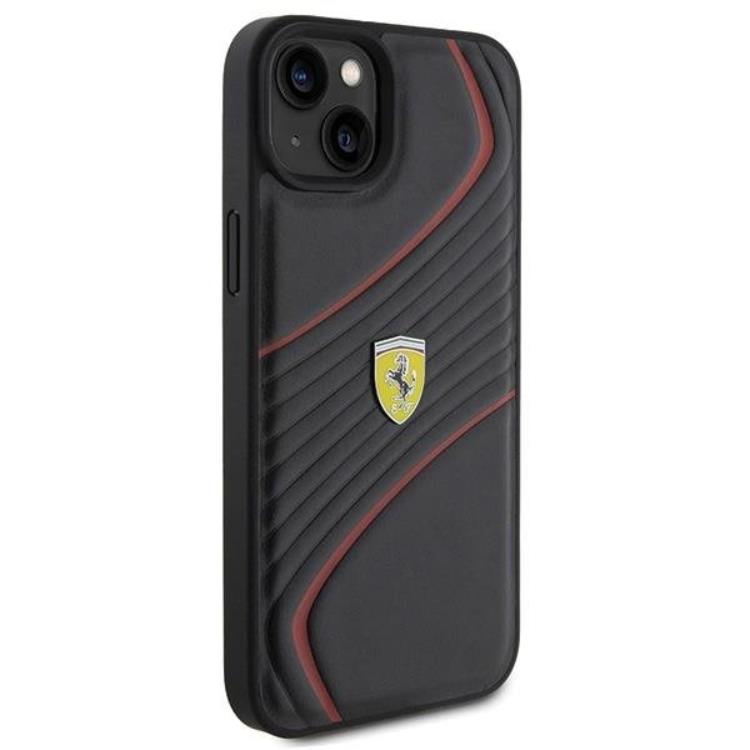 Ferrari Ferrari Mobilskal till iPhone 15 Plus Twist Metal Logo - Svart