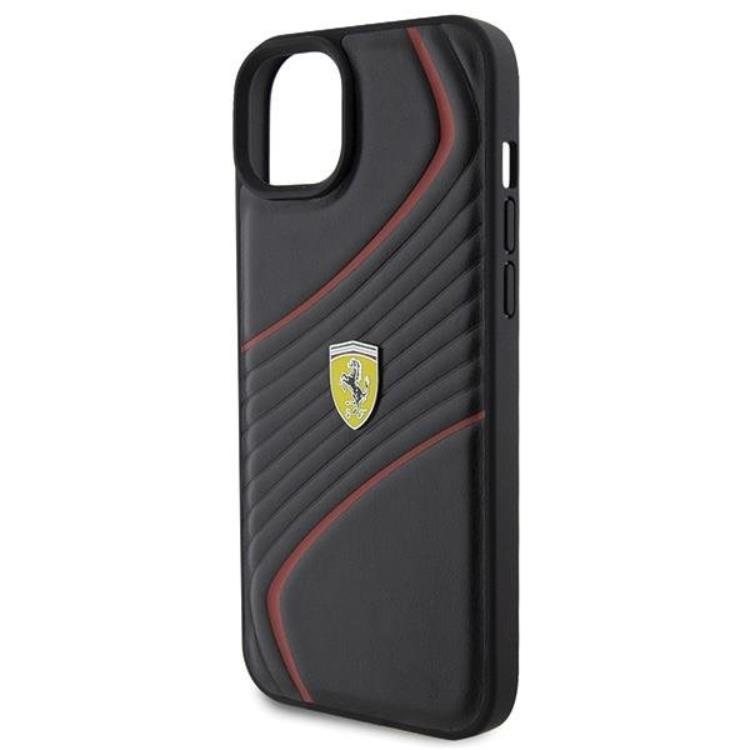 Ferrari Ferrari Mobilskal till iPhone 15 Plus Twist Metal Logo - Svart