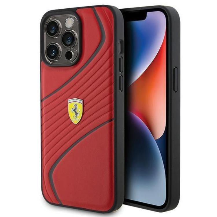 Ferrari Ferrari iPhone 15 Pro Max Mobilskal Twist Metal Logo - Röd