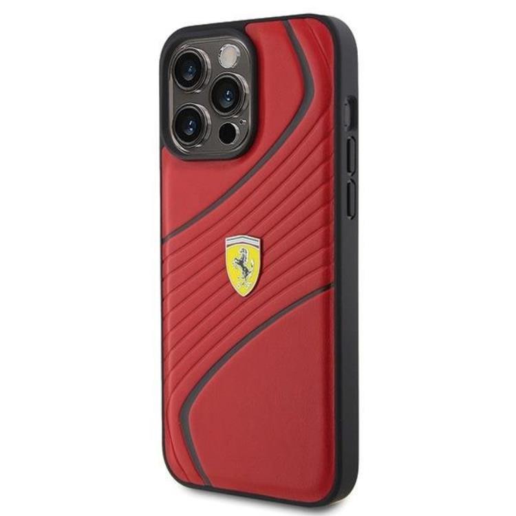 Ferrari Ferrari Mobilskal till iPhone 15 Pro Twist Metal Logo - Röd