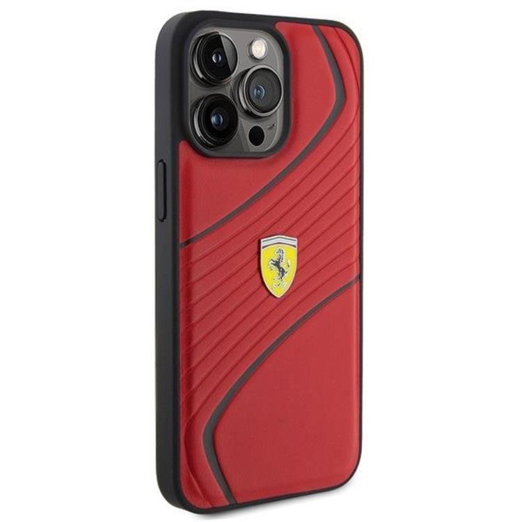 Ferrari Ferrari Mobilskal till iPhone 15 Pro Twist Metal Logo - Röd
