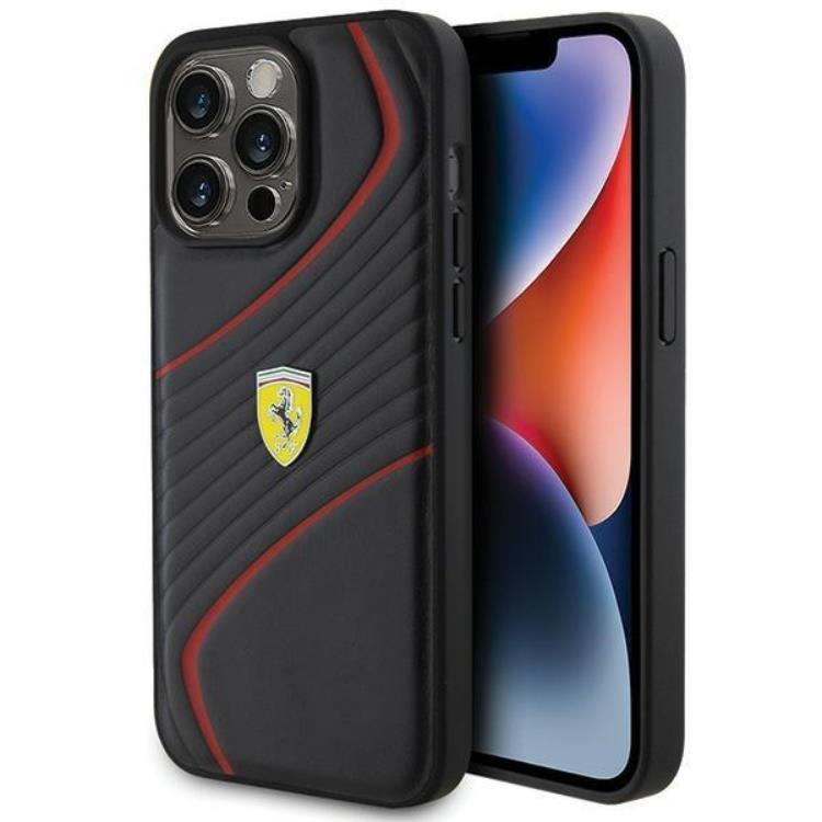 Ferrari Ferrari Mobilskal till iPhone 15 Pro Twist Metal Logo - Svart