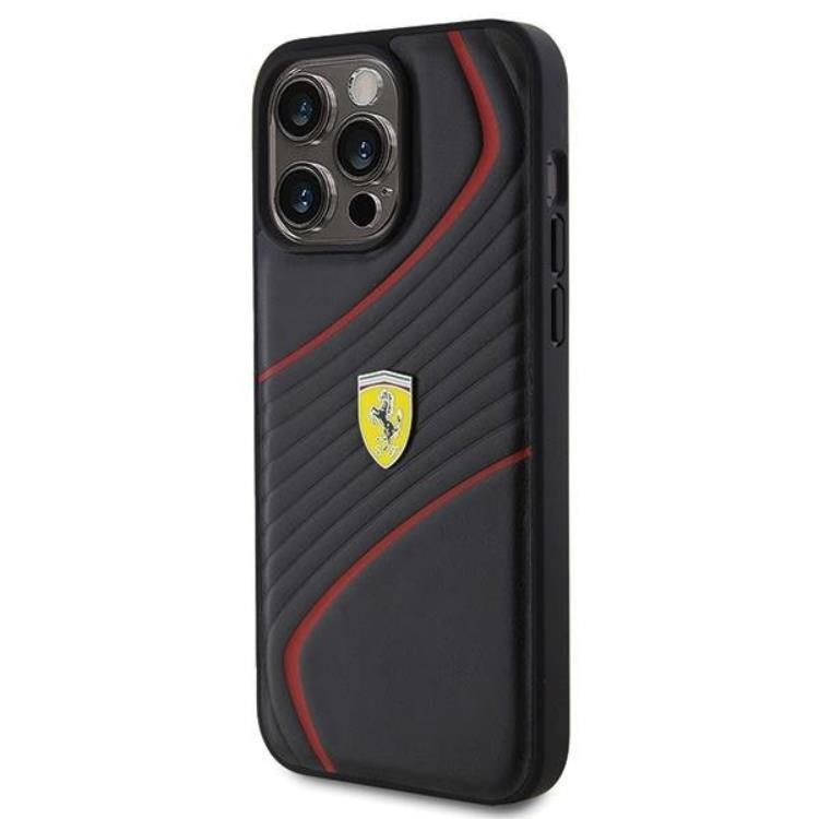 Ferrari Ferrari Mobilskal till iPhone 15 Pro Twist Metal Logo - Svart