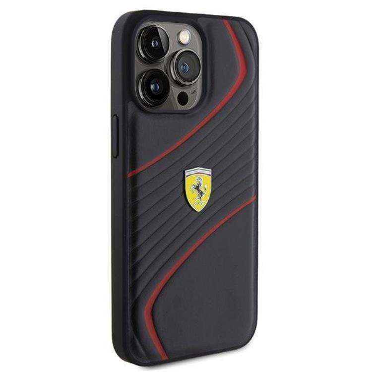 Ferrari Ferrari Mobilskal till iPhone 15 Pro Twist Metal Logo - Svart