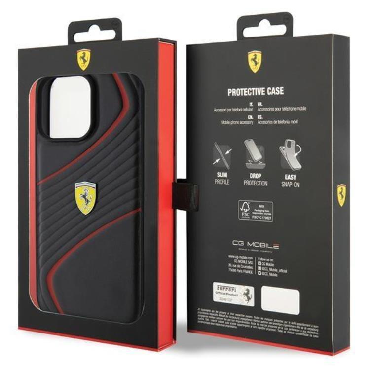 Ferrari Ferrari Mobilskal till iPhone 15 Pro Twist Metal Logo - Svart