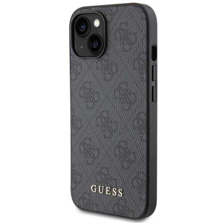 Guess Guess Mobilskal till iPhone 15 Metall Gold Logo - Grå