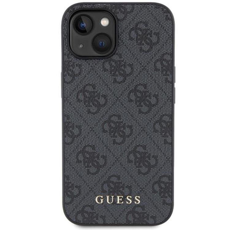 Guess Guess Mobilskal till iPhone 15 Metall Gold Logo - Grå