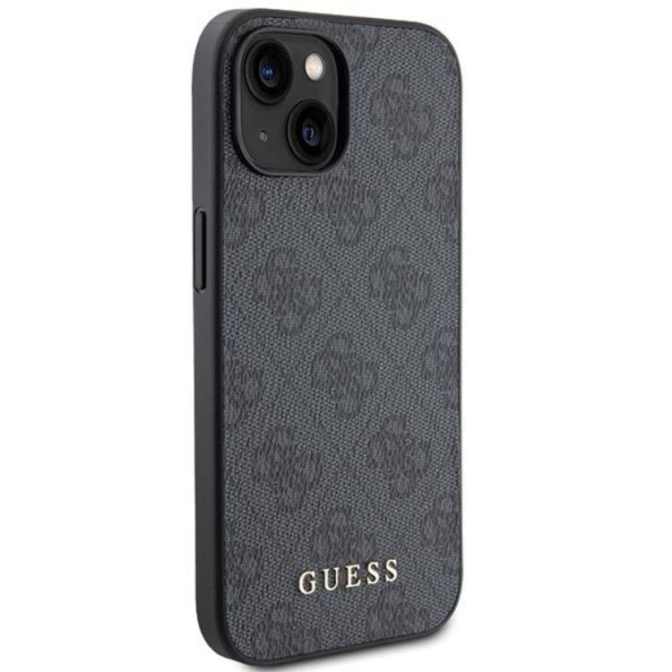 Guess Guess Mobilskal till iPhone 15 Metall Gold Logo - Grå