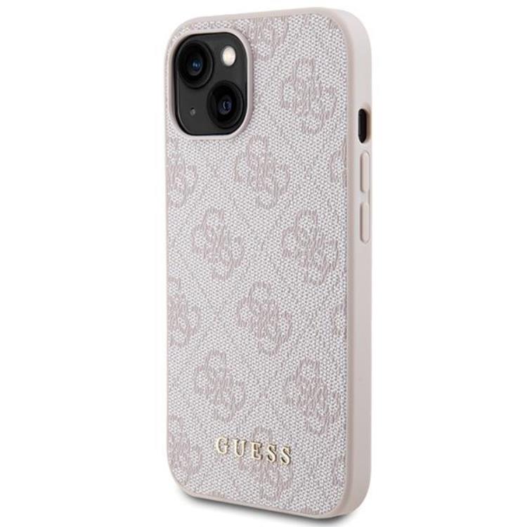 Guess Guess Mobilskal till iPhone 15 Metall Gold Logo - Rosa
