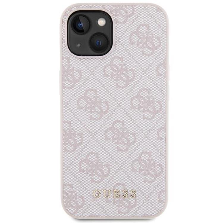 Guess Guess Mobilskal till iPhone 15 Metall Gold Logo - Rosa