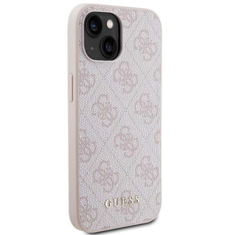 Guess Guess Mobilskal till iPhone 15 Metall Gold Logo - Rosa
