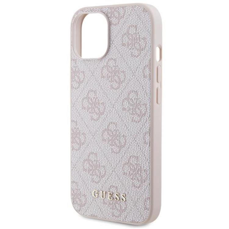 Guess Guess Mobilskal till iPhone 15 Metall Gold Logo - Rosa