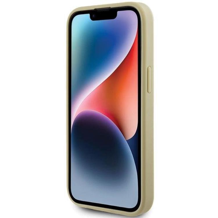 Guess Guess Mobilskal till iPhone 15 Glitter Script Big - Guld