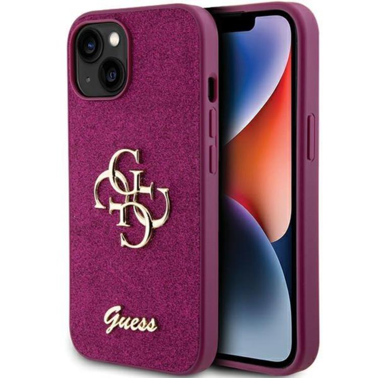 Guess Guess iPhone 15 Mobilskal Glitter Script Big - Lila