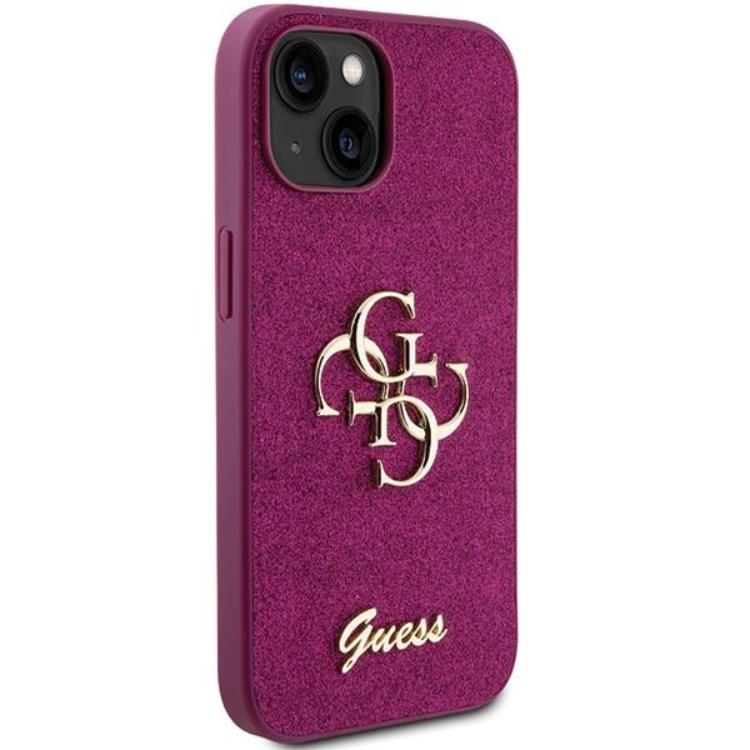 Guess Guess iPhone 15 Mobilskal Glitter Script Big - Lila