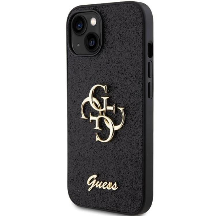 Guess Guess Mobilskal till iPhone 15 Glitter Script Big - Svart