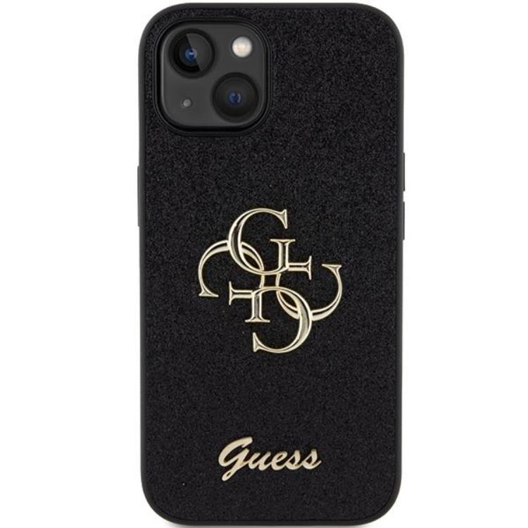 Guess Guess Mobilskal till iPhone 15 Glitter Script Big - Svart