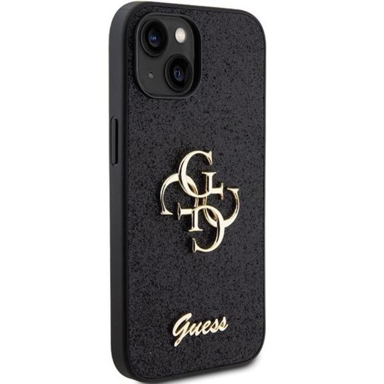 Guess Guess Mobilskal till iPhone 15 Glitter Script Big - Svart